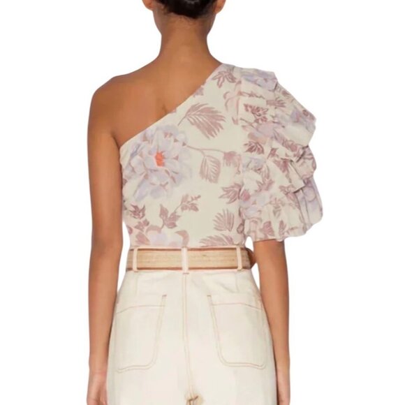 Magali Pascal Desa Black One-Shoulder Ruched Ruffled Top – NEW Size Small - Picture 6 of 9